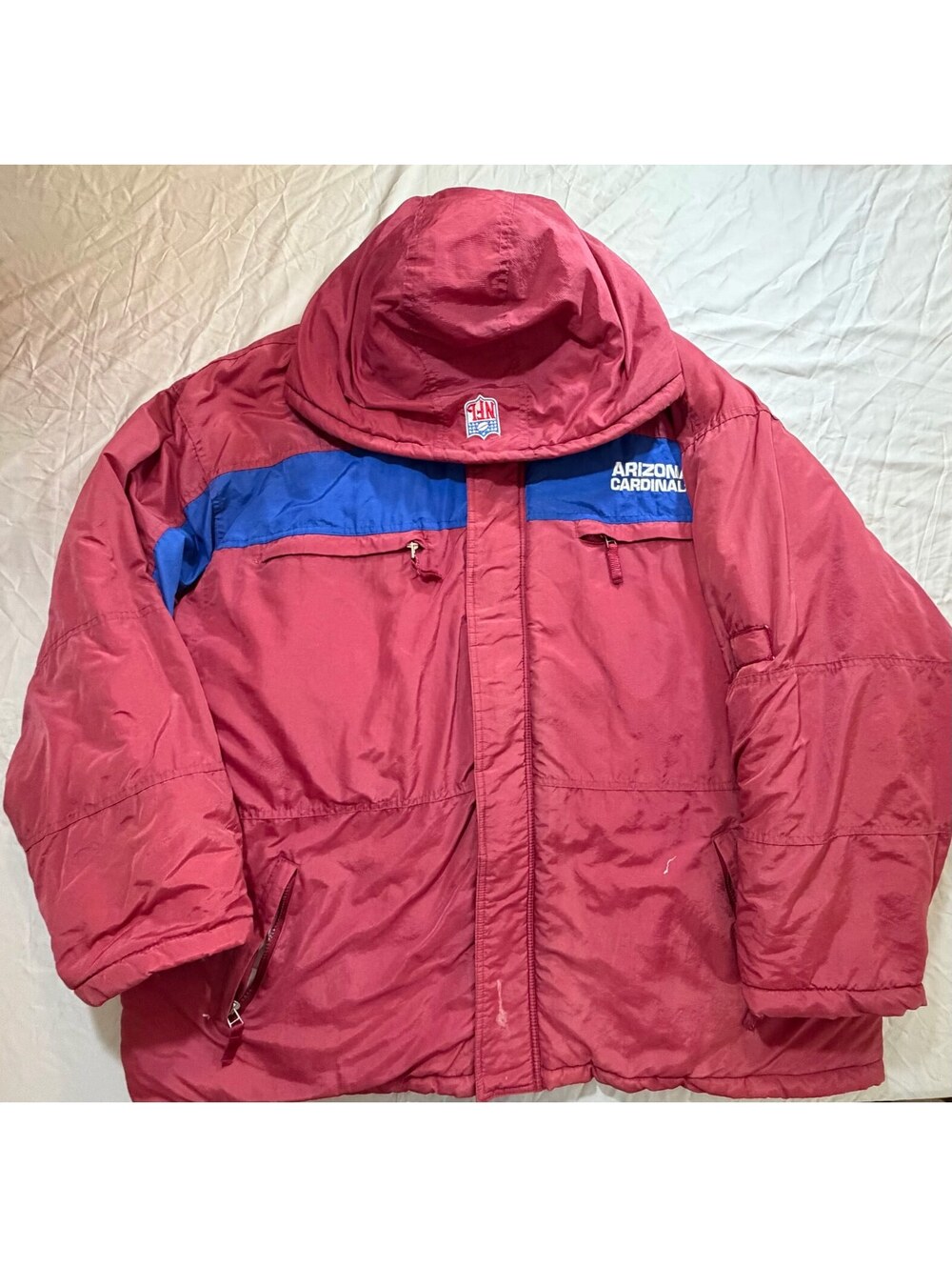 Vintage Puma Arizona Cardinals NFL Parka Jacket 3XL Red Blue Big Logo Hooded